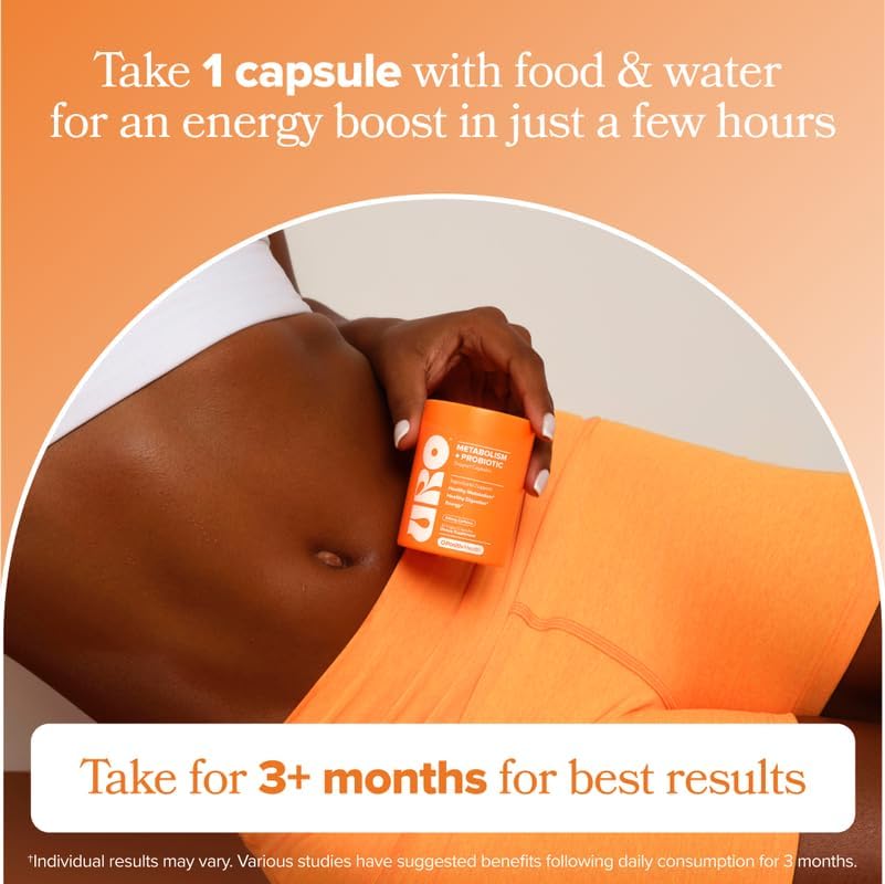 Miniatura 4 de URO Metabolism + Cápsulas de apoyo probiótico - Metabolismo, salud intestinal y energía sostenida - con picolinato de cromo, extracto de grano de