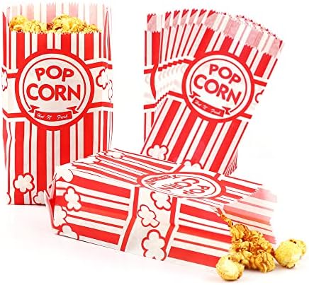 SevenFish 100 Pack Popcorn Bags, 1oz Paper Popcorn Bags Individual Servings Small Popcorn Boxes