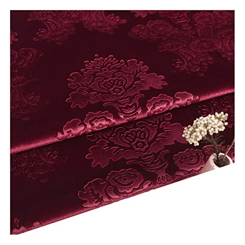 NAKAN Tela de Terciopelo en Relieve Tejido de Tapicería por Metro 140c Ancho para Decoración del Hogar, Artesanía Costura, Cubierta de Silla de Sofá, Cortina(Color:RED2)