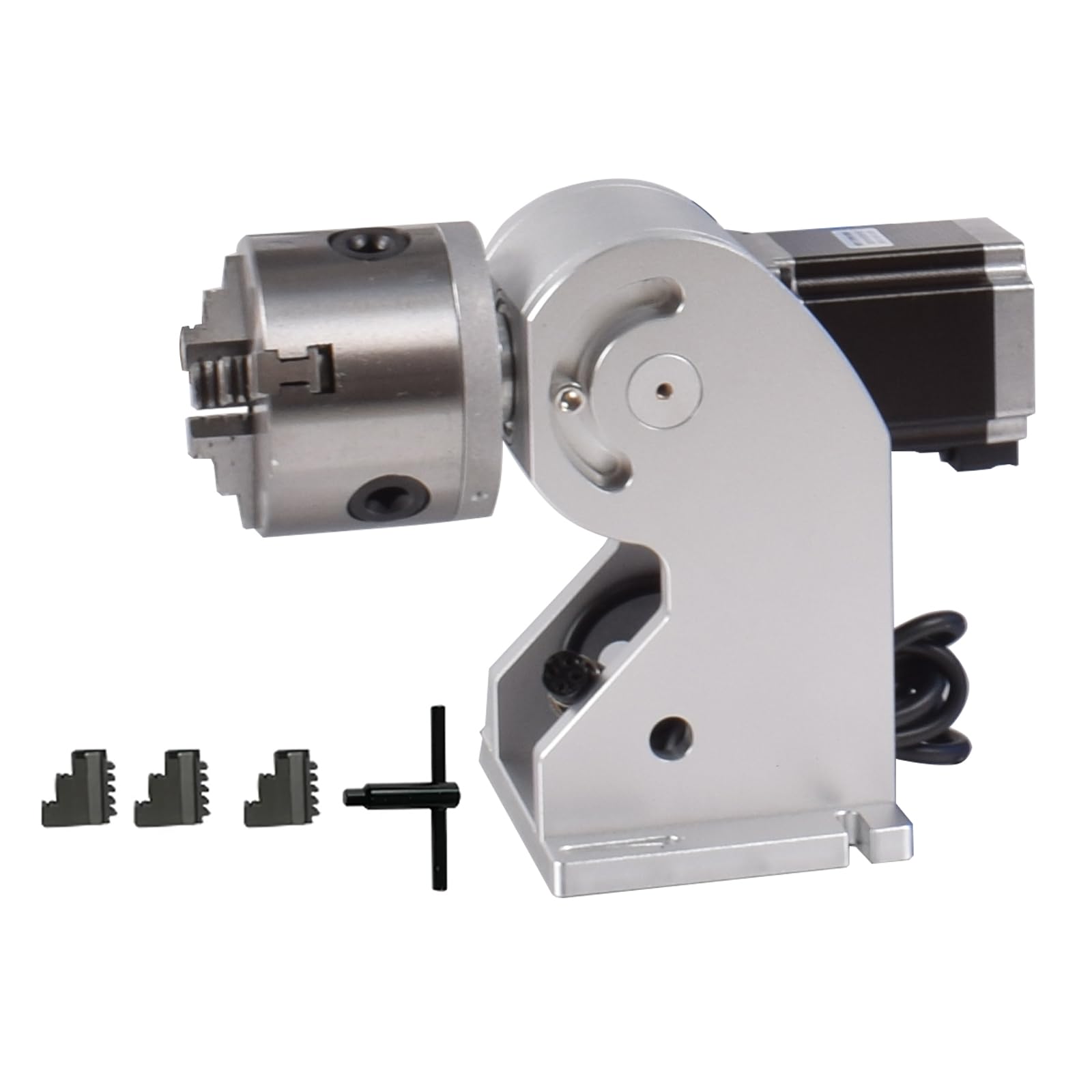 Amazon.com: D80 旋轉軸附件,適用於光纖雷射雕刻機,80 公釐3 爪旋轉夾