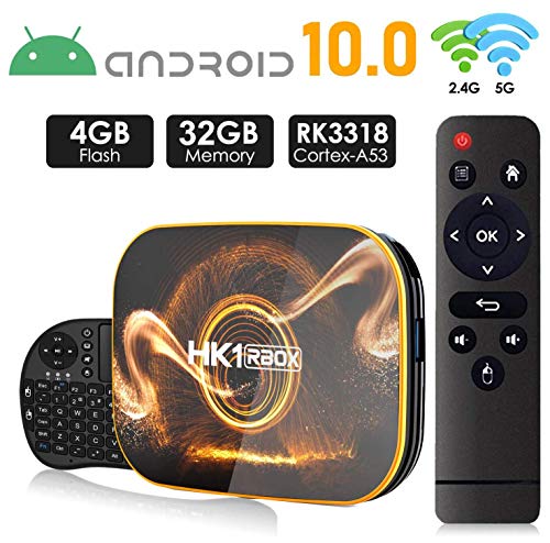 Android 10.0 TV Box 【4GB RAM 32GB ROM】 HK1 Ultra HD 4K Smart TV Box RK3318 Quad Core de 64 bits con Dual-WiFi 2.4G / 5.0G / BT 4.0 / 3D / H.265 / USB 3.0 TV Box Android Media Player