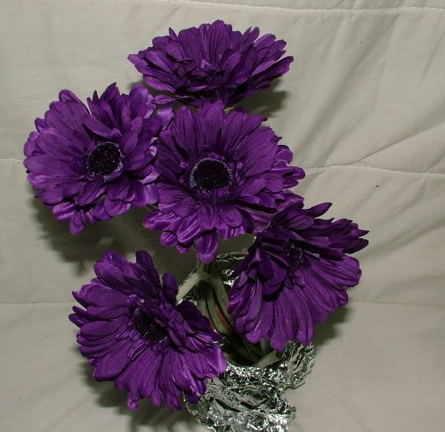 Artificial Single Stem Gerbera with Big Bloom - very dramatic - home garden (12 Pack, Purple)