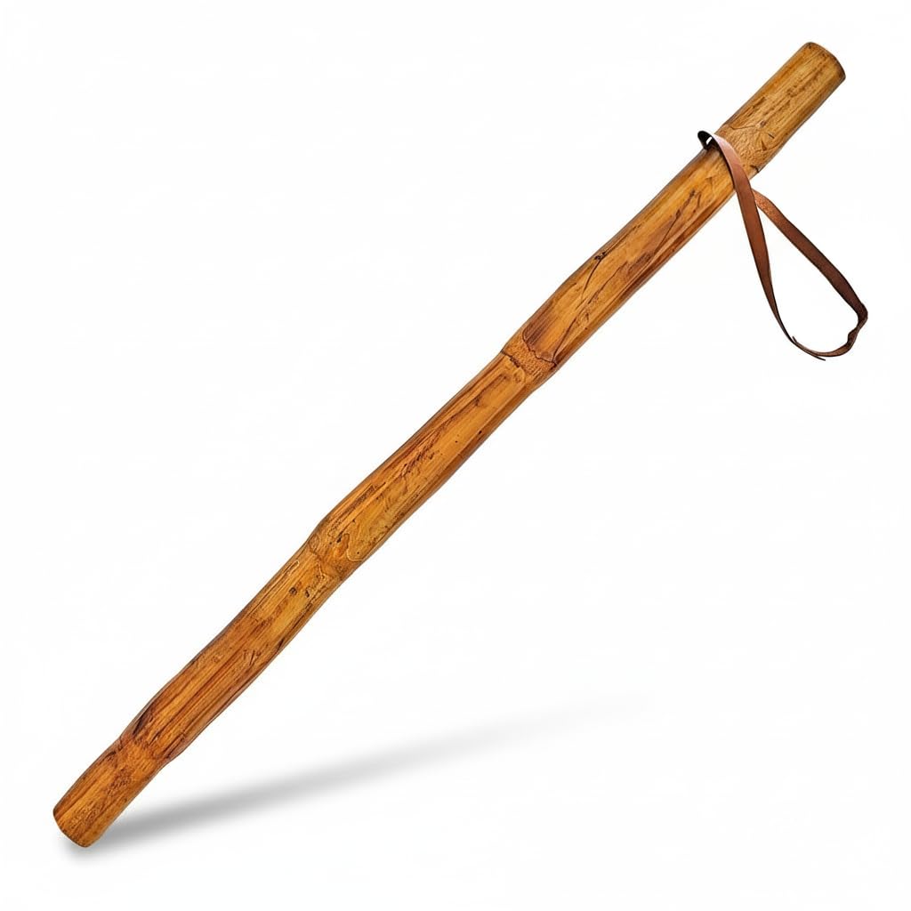 Wooden Walking Stick | 42 Inch (3.5 ft) Solid Hardwood Cane | Lightweight Non-Foldable Support for Seniors & Daily Walking | Brown