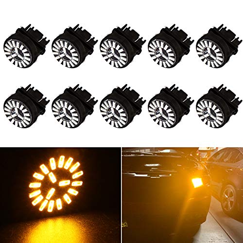 EverBright Yellow 3157 Led Bulb, 3057 3156 3157A 4157 Base LED Replacement Bulb for RV Camper SUV MPV Car Turn Signal Bulb Brake Light Bulb Backup Light Lamp 19SMD 3014Chips DC-12V, Pack of 10 EverBright Yellow 3157 Led Bulb, 3057 3156 3157A 4157 Base LED Replacement Bulb for RV Camper SUV MPV Car Turn Signal Bulb Brake Light Bulb Backup Light Lamp 19SMD 3014Chips DC-12V, Pack of 10