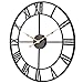 18 Inch Large Wall Clock, Silent Non Ticking Battery Operated Roman Numeral Wall Clock, Industrial Metal Indoor Outdoor Analog Clock for Living Room, Kitchen, Pool, Patio Decor - Black