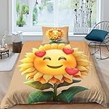 aaharya girasole set di biancheria da letto con copripiumino e federe, morbido, facile da pulire, con motivo cartone animato e federa single（135x200cm）