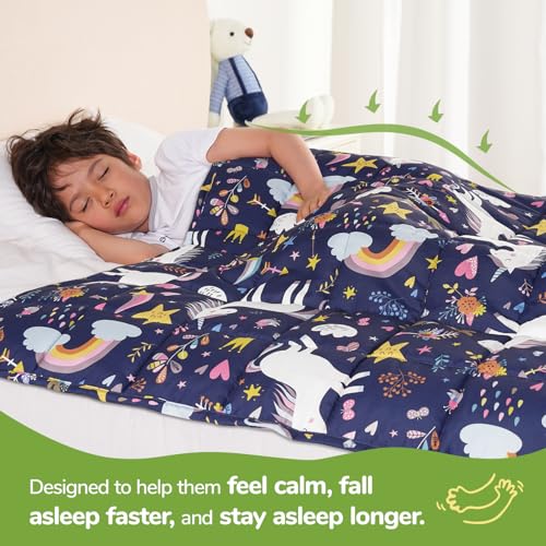 Image of Sivio Weighted Blanket 3lbs, Unicorn Small Cooling Heavy Blankets, Washable Breathable Throw Blanket for Sleep & Calming, 36 inchx48 inch-3lb, Navy Blue