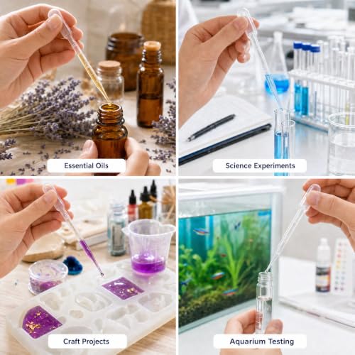Image of Zkupanx 200PCS Thickened Transfer Pipettes 3mL, PE Plastic Pipettes Dropper | Clear Graduated Markings, For Essential Oils Lab Crafts Science Experiments, Disposable No Cleanup Needed
