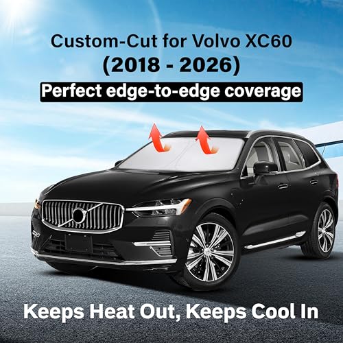 Image of EcoNour Windshield Sunshade Compatible for Volvo XC60 2018-2024 2025 2026, Sun Visor for Front Windshield & Window Sun Shade Cover, UV Heat Blocker & Protector, Car Accessories