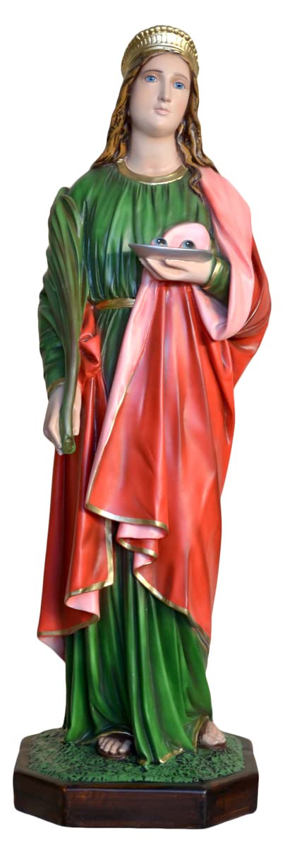 Generico Statua di Santa Lucia cm 85 (inches 33,46) in resina vuota adatta per interni ed esterni, realizzata a mano (occhi dipinti/painted eyes)