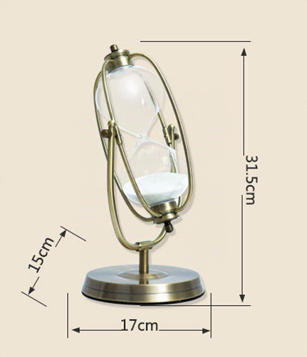 Sablier en verre pour décoration de cuisine ou pour l'enseignement En métal Bronze, Rotating White in 60 Mins, 60 Mins