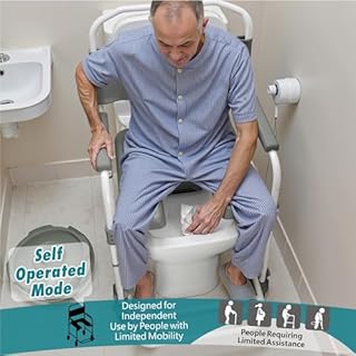 Littneo Bedside Commode with Wheels, Shower Wheelchair with 300 LBS Weight Capacity, Portable Toilet with Bucket for Elderly and Disabled