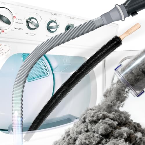 Image of Holikme Dryer Vent Cleaner Kit, Vacuum Hose Attachment, 2-Piece, Gray