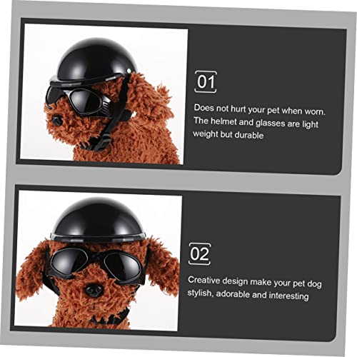 Casque et lunettes pour chien accessoire sécurité animaux noir