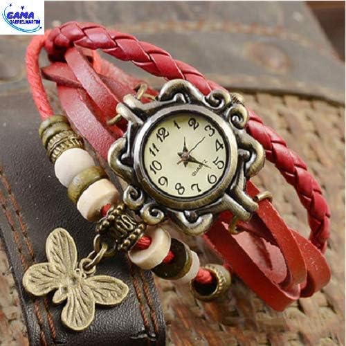Relogio Feminino Couro Moda Vintage COR:VERMELHO : Amazon.com.br: Moda