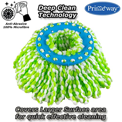Image of Primeway Polyester Water Absorbent Microfibre Spin Mop Refills | Dense Replacement Mop Heads | Floor Pocha Mop Cloth | XL | 38cm | 130grams | 4 Pcs (Green)