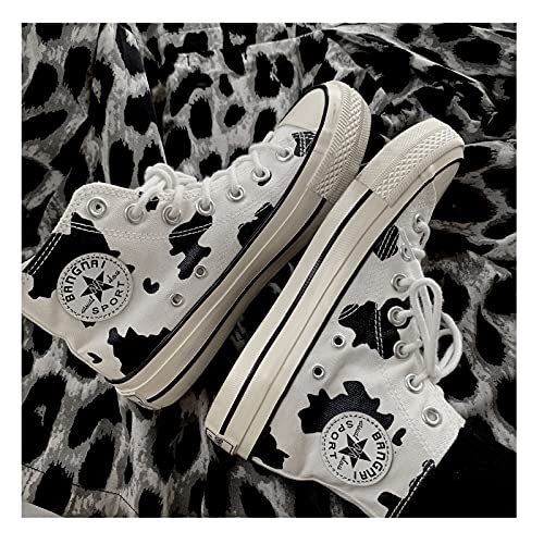Ownlife Alta Top Entrenadores Mujeres 2021 Primavera Verano Kawaii Vaca Imprimir Lienzo Zapatos...
