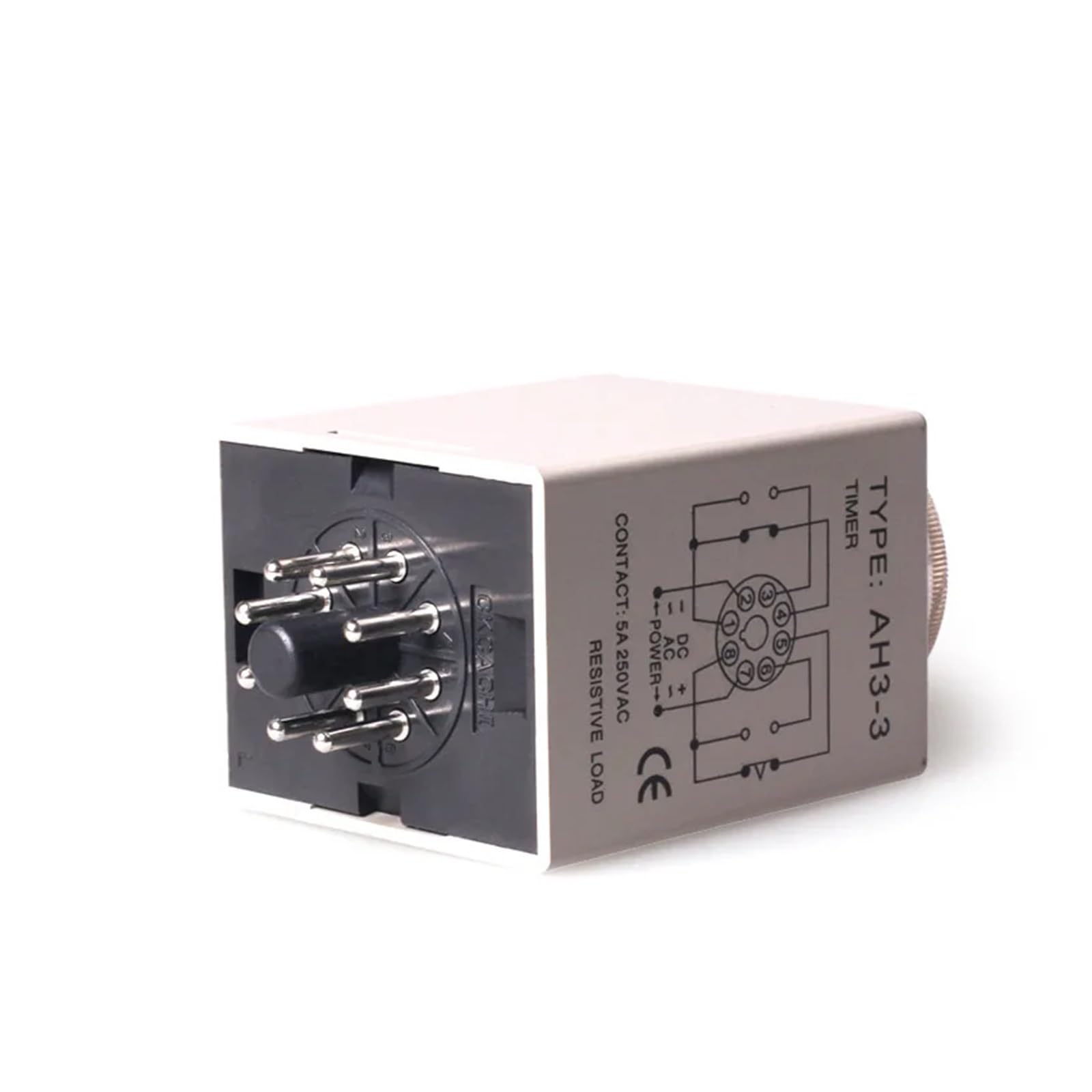 Relés AH3-3 1S/3S/6S/10S/30S/60S/3M/6M/10M/30M/60M Relé de retardo de Encendido CA 220 V/110 V CC 24 V/12 V con zócalo (10 M)