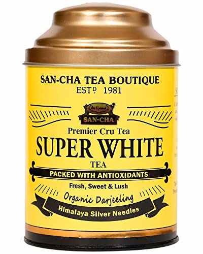 Image of Sancha Tea Boutique, Super White Tea of Darjeeling, 75g Loose Leaves | Limited Edition Silver Needle White Tea | Luxurious Sugarcane Notes | Antioxidant & Detox Tea