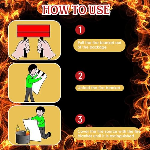 Image of Jerify 24 Pack Fire Blanket for Home Emergency - 47 x 47 Inch Kitchen Fire Suppression, Fiberglass Flame Retardant Protection and Heat Insulation (Red)