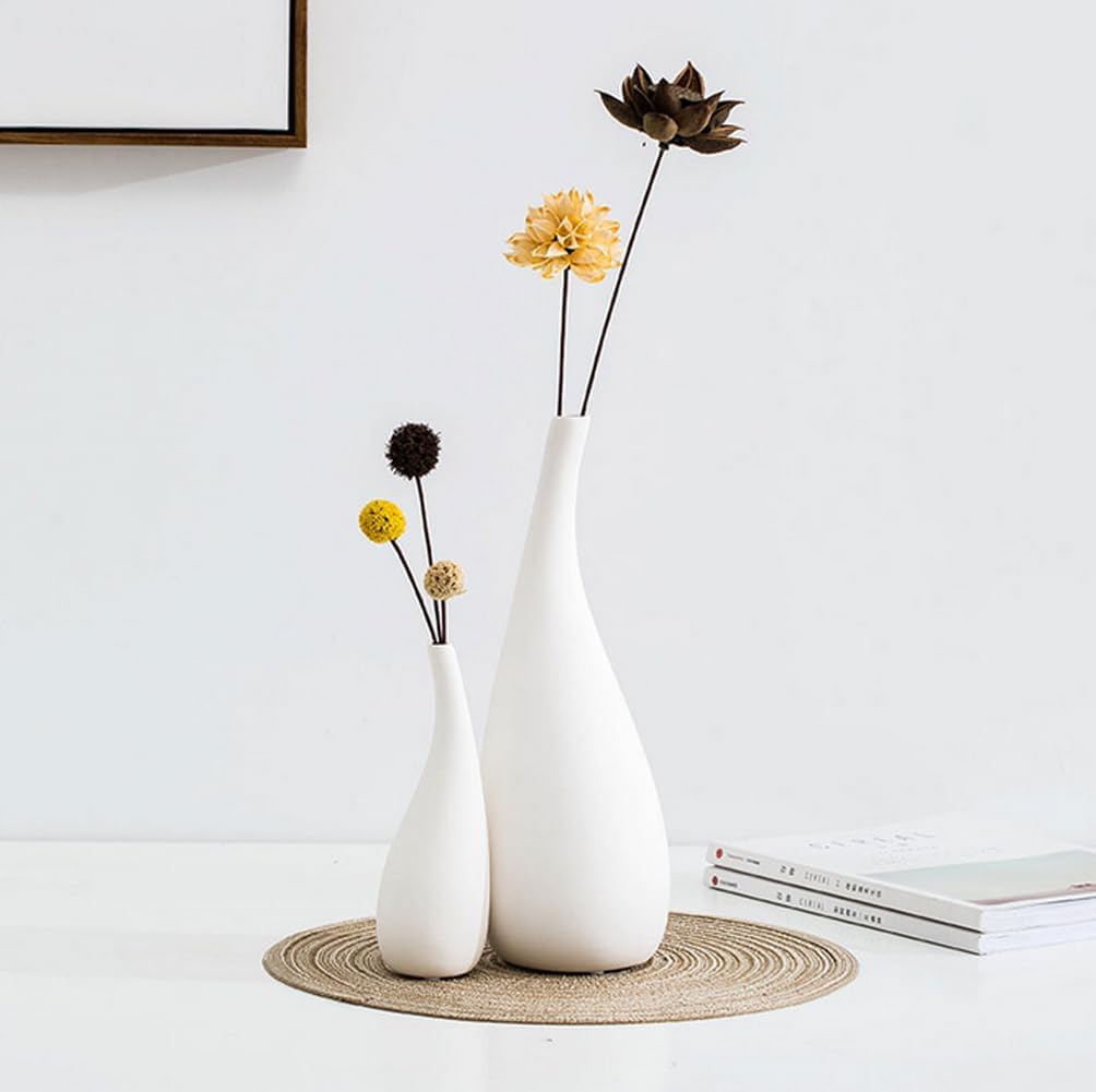 White Small Ceramic Bud Vase Single Stem Flower Vase Retro Decorative Floral Vase for Home Decor Wedding Party Decoration - Image 3