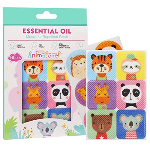 Horuili® Pegatinas Antimosquitos, 60 Pegatinas Repelente de Mosquitos de Dibujos Animados, Parche Repelente, Adecuado para Acampar al Aire Libre para Adultos y Niños (Animal)