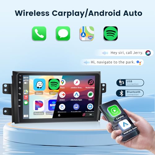Image of 2+64G Android Stereo for Suzuki SX4 2006-2013 Support Wireless Carplay&Android Auto with 9 inch Touchscreen GPS Navigation Bluetooth USB WiFi FM /RDS Radio Receiver Backup Camera