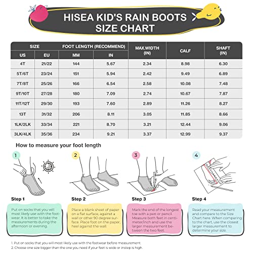 Hisea Kid's Rain Boots For Girls Boys Seamless Waterproof Rubber Rain Shoes For Toddler Little & Big Kid #TOP2