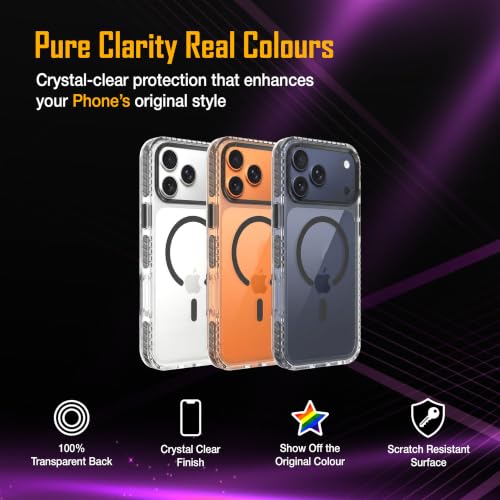 Image of Zapcase Crystal Clear Back case for iPhone 17 Pro Max | Hard PC Back | TPU Bumper with Inner Rubber Grip | Metal Camera Guard Bezel | Metal Buttons | Scratch Resistant | 2 Layer Edge Protection |Black