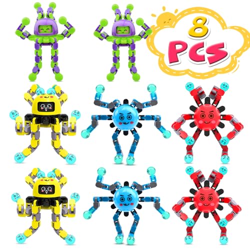 Transformable Fidget Spinner Toys for Kids and Adults,8 PCS Finger Sensory Toy for Teens with Autism ADHD Anxiety Relief,Birthdays Gifts Party Favors for Boys Girl Travel Stocking Stuffers