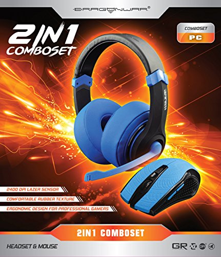 Ratón para juegos Dragonwar con cable trenzado de 1,8 metros en negro y azul