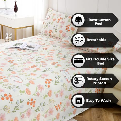 Image of Dew Cotton Bedsheet for Double Bed 160 TC 250 x 225 CM, Beige