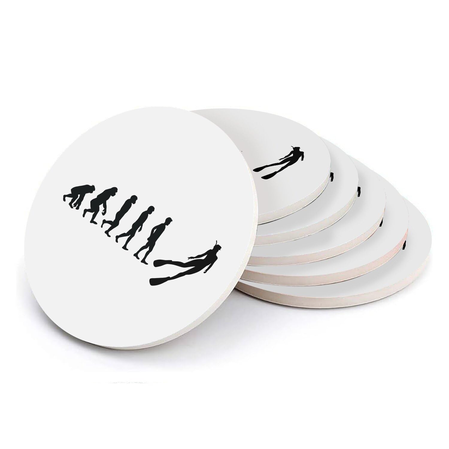 Sous verre ronds en céramique Evolution Freediving - Lot de 6 dessous de verre plongée 108x108mm