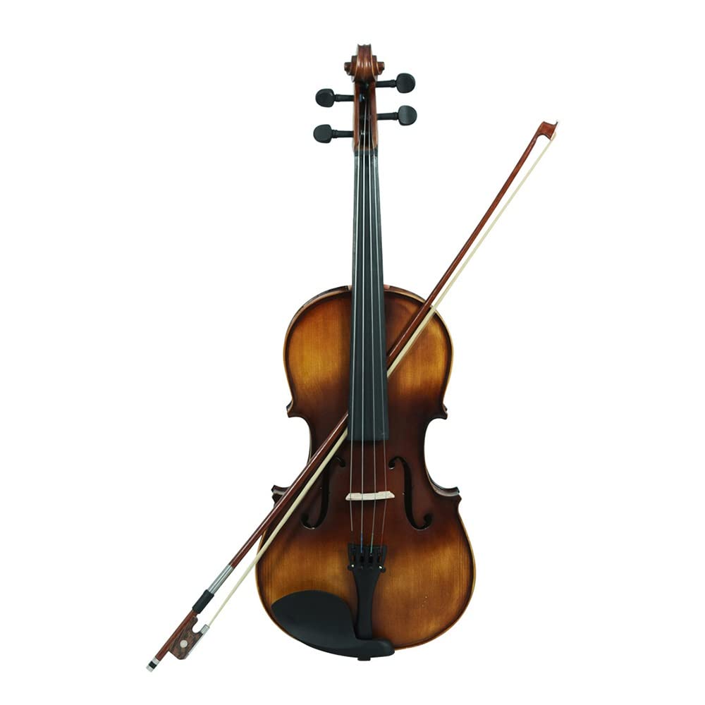 Viola in Legno Massello di Abete E Accessori in Mogano, Violino per Principianti in Legno Massello per Adulti, Strumenti Musicali A Corda, con Custodia Rigida, Spalliera,