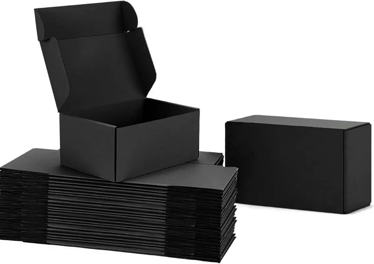 25 Pack - 9x6x4 Inches Black Shipping Boxes for Small Business - Cardboard Corrugated Mailer Boxes for Shipping Packaging Craft Gifts Digest Size Book Giving Products - Matte Black