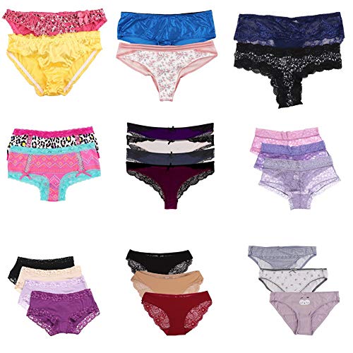 UWOCEKA Women Underwear,Varity of Panties 12 Pack Boyshort Hipster Briefs Assorted3