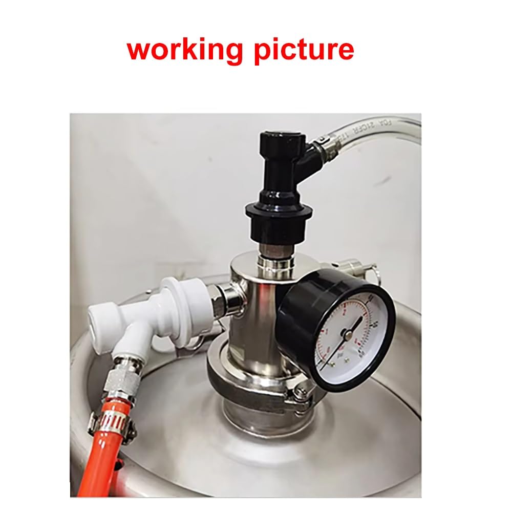 Collecteur de fûts à triple pince de 2 pouces avec tiges de verrouillage à bille et manomètre - Solution complète de mise en fûts for brassage maison