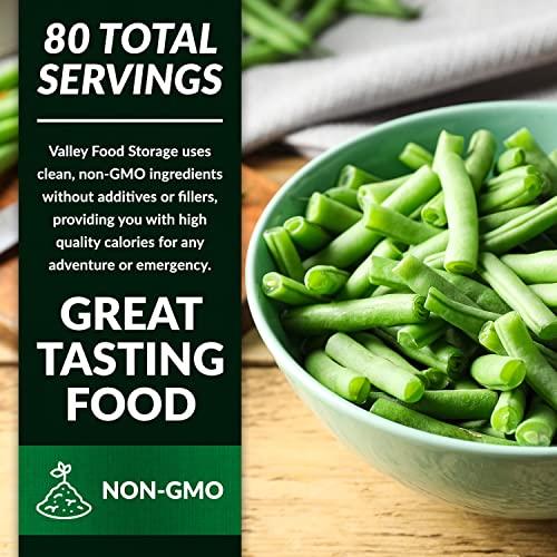 Image of Valley Food Storage Freeze Dried Green Beans | 10-Bag Bucket, 28.2 oz | Premium Emergency Food Supply, 25 Year Shelf Life | Non-GMO Prepper Food for Camping, Cooking & Long-Term Storage, Packaged in USA