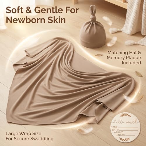 Image of Newborn Receiving Nursery Blanket Baby Swaddle Wrap with Hat Sets