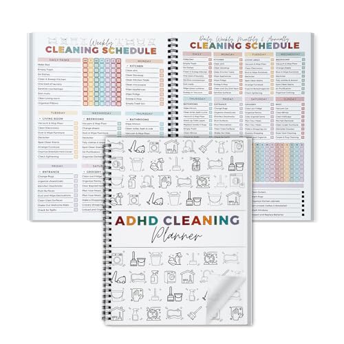 Cleaning Planner, Cleaning Schedule and Checklist Organizer, Daily Weekly Monthly