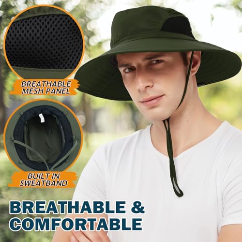 EINSKEY Unisex Sun Hat with Neck Flap, UPF 50+ Waterproof Packable Wide Brim Hat for Fishing Hiking Gardening Camping Safari