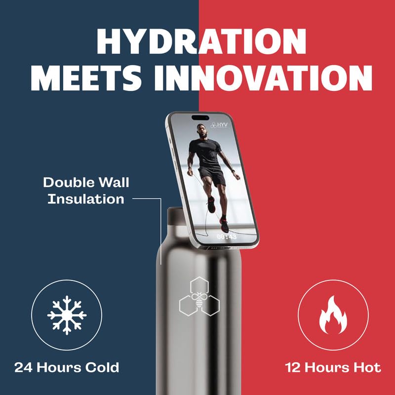 Image of HYV SnapSip Insulated Water Bottle 750ml | Tripod with Magnetic Lid | Stainless Steel Sipper Bottle for Adults & Kids | Hot & Cold Flask for Gym, Office, Travel | Leakproof | Arctic White