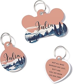 waaag Pet ID Tags, Personalized Moutain Forest Landscape Pet ID Tags, Dog Tag, Cat Tag, Name ID Tag, Dog Collar Tag, Cat Collar Tag