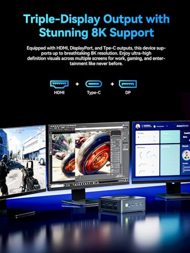 Image of GMKtec M5 Ultra Mini Gaming PC, Ryzen 7 7730U (Upgraded 7430U / 5825U), 16GB RAM 1TB SSD, Dual NIC LAN 2.5GbE Mini Desktop Computers, Triple 4K Display HDMI+DP+Type-C, WiFi 6E, BT 5.2