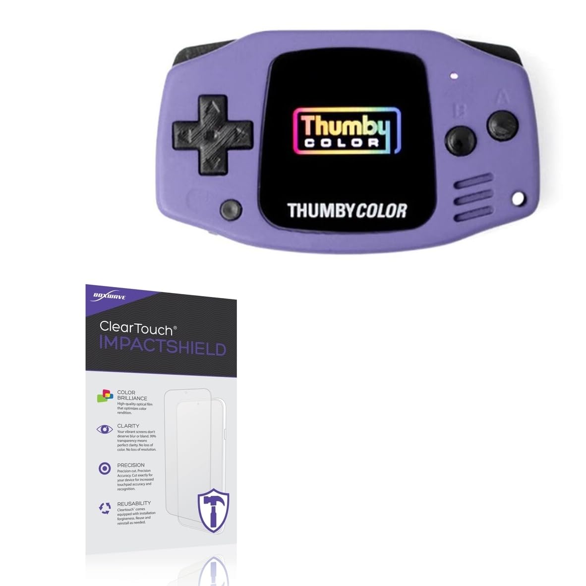 BoxWave Screen Protector Compatible with TinyCircuits Thumby Color - ClearTouch ImpactShield (2-Pack), Impenetrable Screen Protector Flexible Film