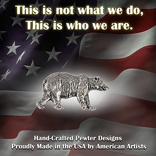 Grizzly, Brown Bear Walking Pin, Pewter, 1.25 Inches, 100% Handmade in the USA, Grizz, Hunting, Realistic, Metal, Lapel, Hat, Brooch, Gift, Jewlery, Over 3100 Wildlife Designs3