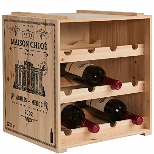 BUTLERS Vinothek Weinregal 36x32x39 in Natur - Hochwertiges...