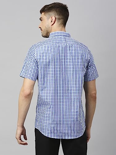 Image of Thomas Scott Mens | Half Sleeve Checkes | Printed | Slim Fit | 100% Cotton | Spread Collar | Shirts