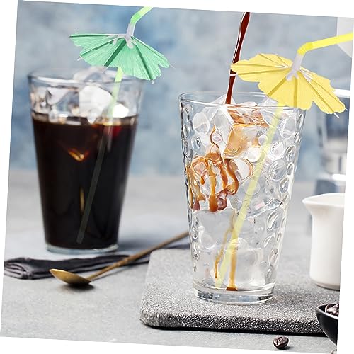 100 pitillos desechables coloridos con diseño de sombrilla miniatura 3