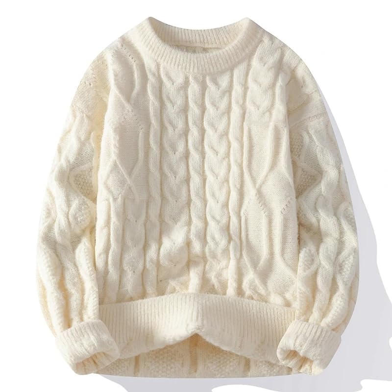 Autumn Winter Solid Color Loose Warm Knit Sweater Men O-Neck Casual Knitted Pullovers Mens Sweaters3